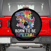 Autism Awareness Spare Tire Cover Born To Be Special Rainbow Puzzle Dinosaur