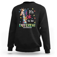 Autism Awareness Sweatshirt It's Ok To Be Different Puzzle Giraffe - Wonder Print Shop