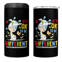 Autism Awareness 4 in 1 Can Cooler Tumbler It's Ok To Be Different Cute Puzzle Giraffe