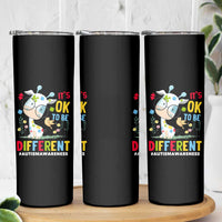 Autism Awareness Skinny Tumbler It's Ok To Be Different Cute Puzzle Giraffe