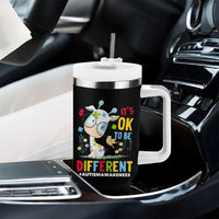 Autism Awareness Tumbler With Handle It's Ok To Be Different Cute Puzzle Giraffe