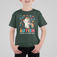 Autism Awareness T Shirt For Kid Puzzle Unicorn Dancing To A Different Beat - Wonder Print Shop