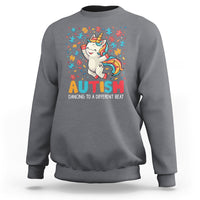 Autism Awareness Sweatshirt Puzzle Unicorn Dancing To A Different Beat - Wonder Print Shop