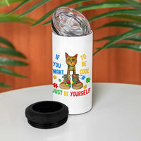 Autism Awareness 4 in 1 Can Cooler Tumbler Funny Cat If You Want To Be Cool Just Be Yourself Puzzle Shoe