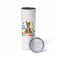 Autism Awareness Skinny Tumbler Funny Cat If You Want To Be Cool Just Be Yourself Puzzle Shoe