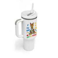 Autism Awareness Tumbler With Handle Funny Cat If You Want To Be Cool Just Be Yourself Puzzle Shoe