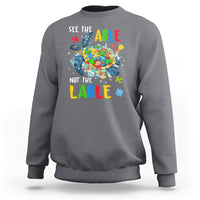 Autism Awareness Sweatshirt See The Able Not The Label Puzzle Sea Turtle - Wonder Print Shop