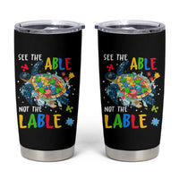 Autism Awareness Tumbler Cup See The Able Not The Label Puzzle Sea Turtle