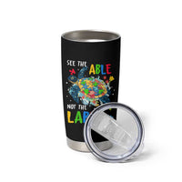 Autism Awareness Tumbler Cup See The Able Not The Label Puzzle Sea Turtle
