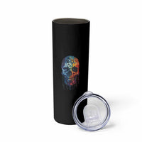 Autism Awareness Cool Puzzle Skull Skinny Tumbler