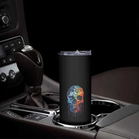 Autism Awareness Cool Puzzle Skull Skinny Tumbler