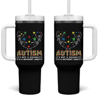 Autism Awareness Tumbler With Handle Skeleton It's Not A Disability It's A Different Ability