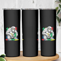 Autism Awareness Bigfoot Puzzle Autistic Warrior Skinny Tumbler