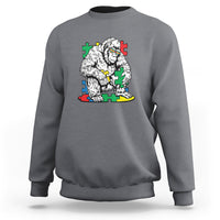 Autism Awareness Bigfoot Puzzle Autistic Warrior Sweatshirt - Wonder Print Shop