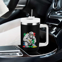 Autism Awareness Bigfoot Puzzle Autistic Warrior Tumbler With Handle