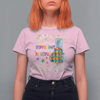 Autism Awareness T Shirt For Women What Makes You Different Is What Makes You Beautiful Autistic Elephant Mom - Wonder Print Shop