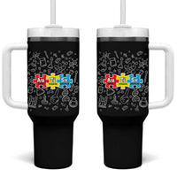 Autism Awareness Puzzle Periodic Table Autistic Tumbler With Handle