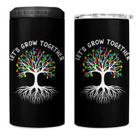 Autism Awareness 4 in 1 Can Cooler Tumbler Let's Grow Together Puzzle Flowers