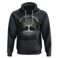 Autism Awareness Hoodie Let's Grow Together Puzzle Flowers - Wonder Print Shop