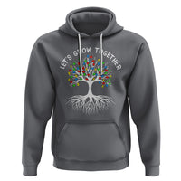 Autism Awareness Hoodie Let's Grow Together Puzzle Flowers - Wonder Print Shop
