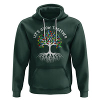 Autism Awareness Hoodie Let's Grow Together Puzzle Flowers - Wonder Print Shop