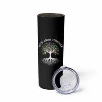 Autism Awareness Skinny Tumbler Let's Grow Together Puzzle Flowers