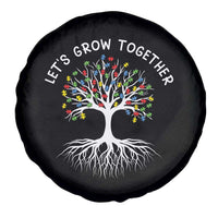 Autism Awareness Spare Tire Cover Let's Grow Together Puzzle Flowers