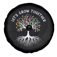 Autism Awareness Spare Tire Cover Let's Grow Together Puzzle Flowers