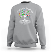 Autism Awareness Sweatshirt Let's Grow Together Puzzle Flowers - Wonder Print Shop