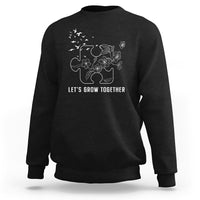 Autism Awareness Sweatshirt Let's Grow Together Puzzle Tree - Wonder Print Shop
