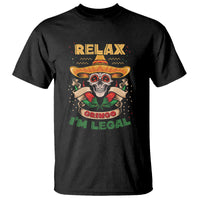 Funny Mexican T Shirt Relax Gringo I'm Legal Funny Skull Sombrero - Wonder Print Shop