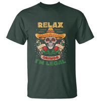 Funny Mexican T Shirt Relax Gringo I'm Legal Funny Skull Sombrero - Wonder Print Shop