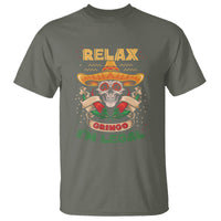 Funny Mexican T Shirt Relax Gringo I'm Legal Funny Skull Sombrero - Wonder Print Shop