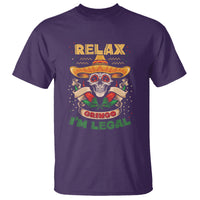 Funny Mexican T Shirt Relax Gringo I'm Legal Funny Skull Sombrero - Wonder Print Shop