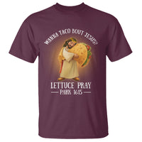 Taco Lover T Shirt Wanna Taco Bout Jesus Cinco de Mayo Christian - Wonder Print Shop