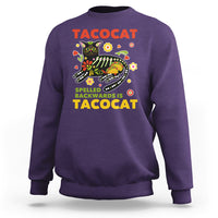 Funny Taco Cat Lover Sweatshirt Tacocat Spelled Backwards Tacos And Mexican Cats - Wonder Print Shop