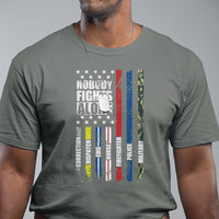 Nobody Fights Alone America Flag First Responder T Shirt - Wonder Print Shop