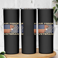 Air Force Veteran Skinny Tumbler American Flag Dog Tag