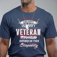 Grumpy Old Navy Veteran T Shirt My Level Of Sarcasm Depends On Your Level Of Stupidity - Wonder Print Shop