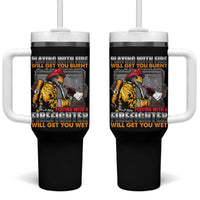 Funny Firefighter Tumbler With Handle Playing With A Firefighter Will Get You Wet