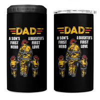Firefighter Dad 4 in 1 Can Cooler Tumbler A Son's First Hero A Daughter's First Love Father's Day