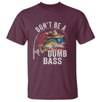 Funny Fishing T Shirt Don't Be A Dumb Bass America Flag - Wonder Print Shop