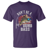 Funny Fishing T Shirt Don't Be A Dumb Bass America Flag - Wonder Print Shop