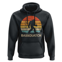 Funny Bigfoot Fishing Hoodie Bassquatch Retro Sasquatch Fisherman - Wonder Print Shop
