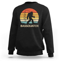 Funny Bigfoot Fishing Sweatshirt Bassquatch Retro Sasquatch Fisherman - Wonder Print Shop