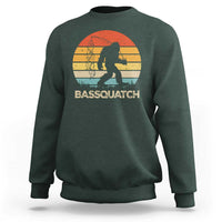 Funny Bigfoot Fishing Sweatshirt Bassquatch Retro Sasquatch Fisherman - Wonder Print Shop