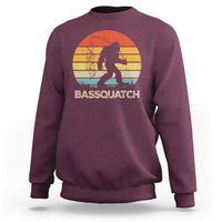 Funny Bigfoot Fishing Sweatshirt Bassquatch Retro Sasquatch Fisherman - Wonder Print Shop