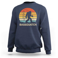 Funny Bigfoot Fishing Sweatshirt Bassquatch Retro Sasquatch Fisherman - Wonder Print Shop