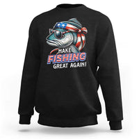 Funny Fishing Sweatshirt Make Fishing Great Again Cool Fish America Flag - Wonder Print Shop