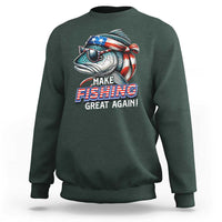 Funny Fishing Sweatshirt Make Fishing Great Again Cool Fish America Flag - Wonder Print Shop
